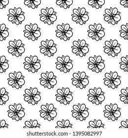 Seamless pattern Hand Drawn flower doodle. Sketch style icon. Decoration element. Isolated on white background. Flat design. Vector illustration.