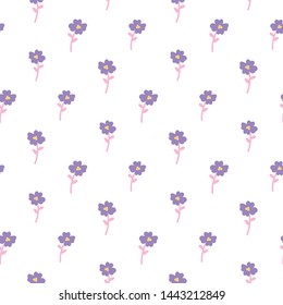Seamless Pattern with Hand Drawn Flower Design on White Background