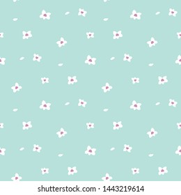 Seamless Pattern with Hand Drawn Flower Design on Pastel Green Background