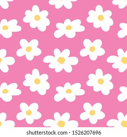 Diseño de flores dibujadas a mano sin problemas en fondo rosa