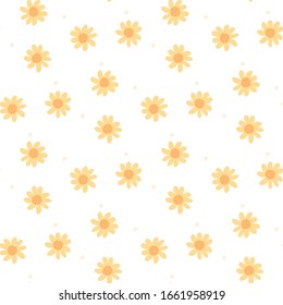 Seamless Pattern of Hand Drawn Flower Design on White Background