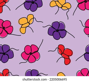 nahtlose, handgezeichnete, florale Vollfarbe