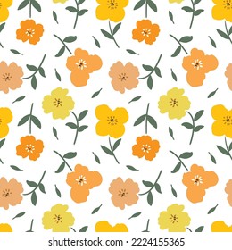 Diseño de arte de flores dibujado a mano en fondo blanco