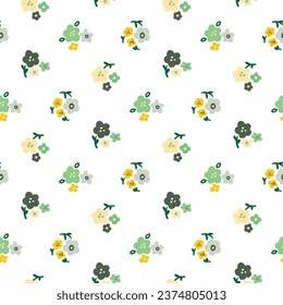 Patrón sin inconvenientes con diseño de flores dibujadas a mano en fondo blanco
