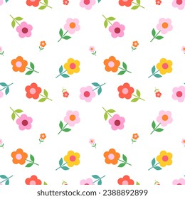 Seamless pattern with hand drawn flower. Background for textile, wrapping paper, fashion, illustration.