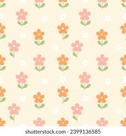 Seamless pattern with hand drawn flower. Background for textile, wrapping paper, fashion, illustration.