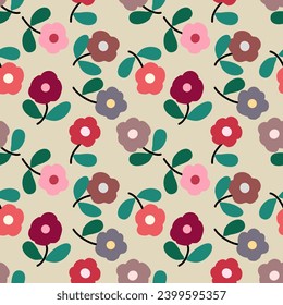 Seamless pattern with hand drawn flower. Background for textile, wrapping paper, fashion, illustration.