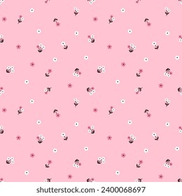 Seamless pattern with hand drawn flower. Background for textile, wrapping paper, fashion, illustration.
