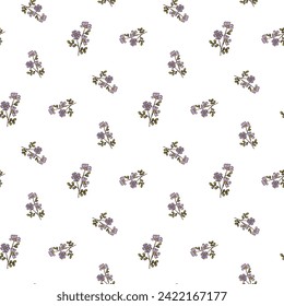 Seamless Pattern of Hand Drawn Flower Design on White Background