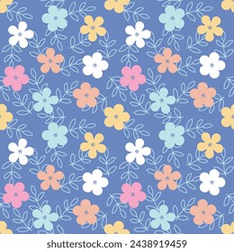 Seamless pattern with hand drawn flower. Background for textile, wrapping paper, fashion, illustration.