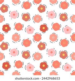 Seamless pattern with hand drawn flower. Background for textile, wrapping paper, fashion, illustration.