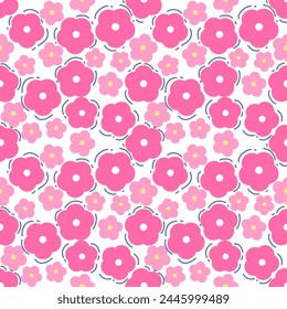Seamless pattern with hand drawn flower. Background for textile, wrapping paper, fashion, illustration.