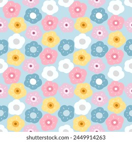 Seamless pattern with hand drawn flower. Background for textile, wrapping paper, fashion, illustration.