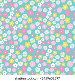 Seamless pattern with hand drawn flower. Background for textile, wrapping paper, fashion, illustration.