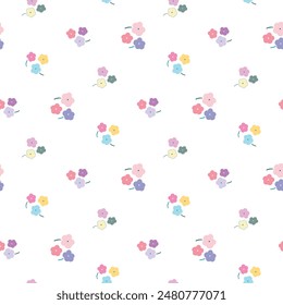 Seamless Pattern with Hand Drawn Flower Design on White Background