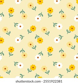 Seamless pattern with hand drawn flower. Background for textile, wrapping paper, fashion, illustration.