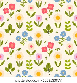 Seamless pattern with hand drawn flower. Background for textile, fashion, illustration.