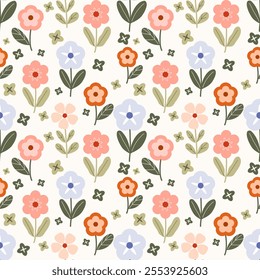 Seamless pattern with hand drawn flower. Background for textile, wrapping paper, fashion, illustration.