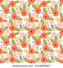 Seamless pattern with hand drawn flower. Background for textile, wrapping paper, fashion, illustration.