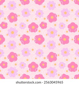 Seamless pattern with hand drawn flower. Background for textile, wrapping paper, fashion, illustration.