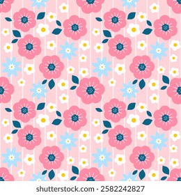 Seamless pattern with hand drawn flower. Background for textile, wrapping paper, fashion, illustration.