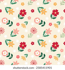 Seamless pattern with hand drawn flower. Background for textile, wrapping paper, fashion, illustration.