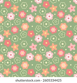 Seamless pattern with hand drawn flower. Background for textile, wrapping paper, fashion, illustration.