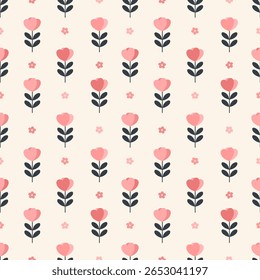 Padrão contínuo com flor desenhada à mão. Fundo para têxtil, papel de embrulho, moda, ilustração. 