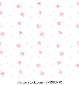 Seamless Pattern of Hand Drawn Flower Design on White Background