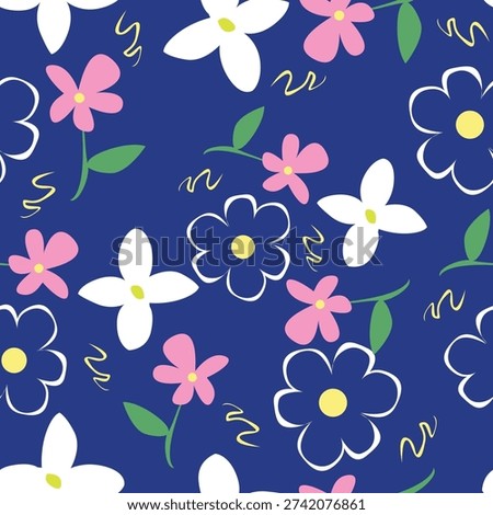 Seamless pattern with hand drawn flower. Background for textile, wrapping paper, fashion, illustration.

