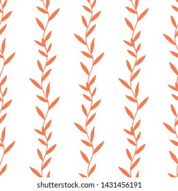 Seamless pattern with hand drawn flowers and leaves on a white background. Vector background fill.