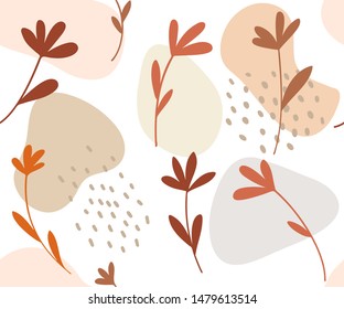 Seamless pattern with hand drawn flowers on white background. Vintage repeat background. Vector floral texture.