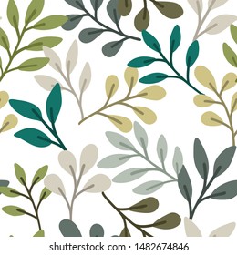 Seamless pattern with hand drawn flowers on white background. Vintage repeat background. Vector floral texture.