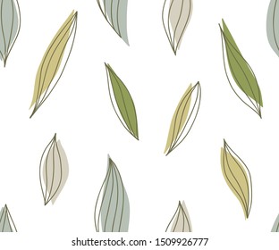 Seamless pattern with hand drawn flowers on white background. Vintage repeat background. Vector floral texture.