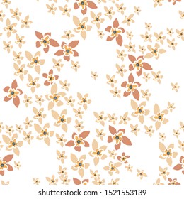 Seamless Pattern with Hand Drawn Flowers. Scandinavian Style. Vector Illustration