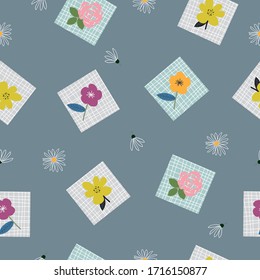 Seamless pattern with hand drawn flowers element for scrapbook, wallpaper, gift wrapping, card design