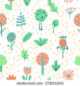 seamless pattern with hand drawn flowers