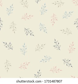 Seamless pattern with hand drawn flowers, vector illustration