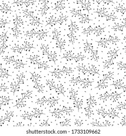 Seamless pattern with hand drawn flowers, vector illustration