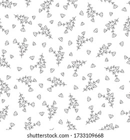 Patrón sin soldadura con flores dibujadas a mano, ilustración vectorial