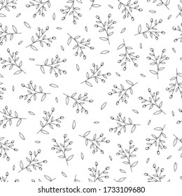 Seamless pattern with hand drawn flowers, vector illustration