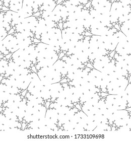 Seamless pattern with hand drawn flowers, vector illustration