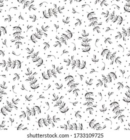 Seamless pattern with hand drawn flowers, vector illustration