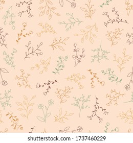 Seamless pattern with hand drawn flowers, vector illustration