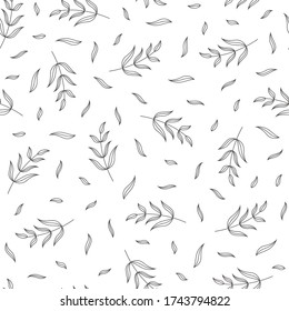 Seamless pattern with hand drawn flowers, vector illustration