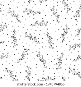 Seamless pattern with hand drawn flowers, vector illustration