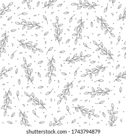 Seamless pattern with hand drawn flowers, vector illustration