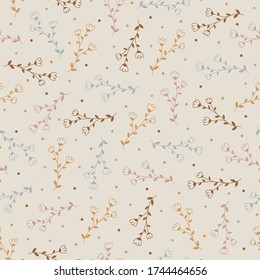 Seamless pattern with hand drawn flowers, vector illustration
