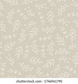 Seamless pattern with hand drawn flowers, vector illustration
