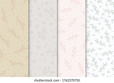 Seamless pattern with hand drawn flowers, vector illustration